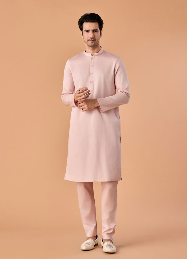 Manyavar Men Dusty Pink Kurta Pajama Elegance