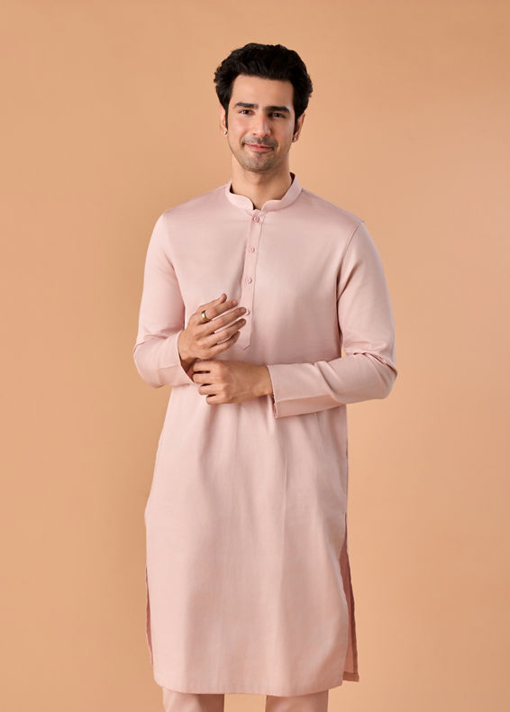Manyavar Men Dusty Pink Kurta Pajama Elegance