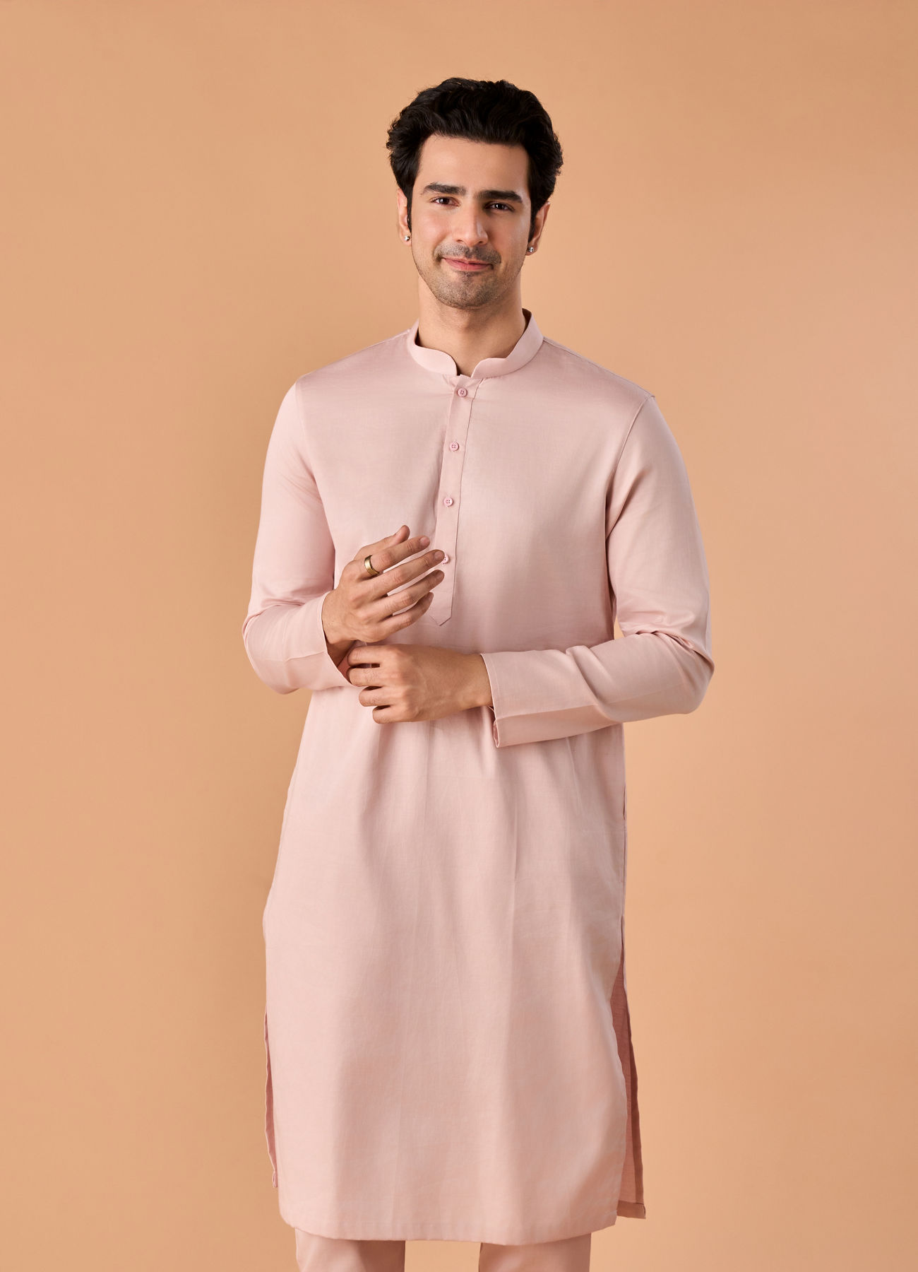 Manyavar Men Dusty Pink Kurta Pajama Elegance
