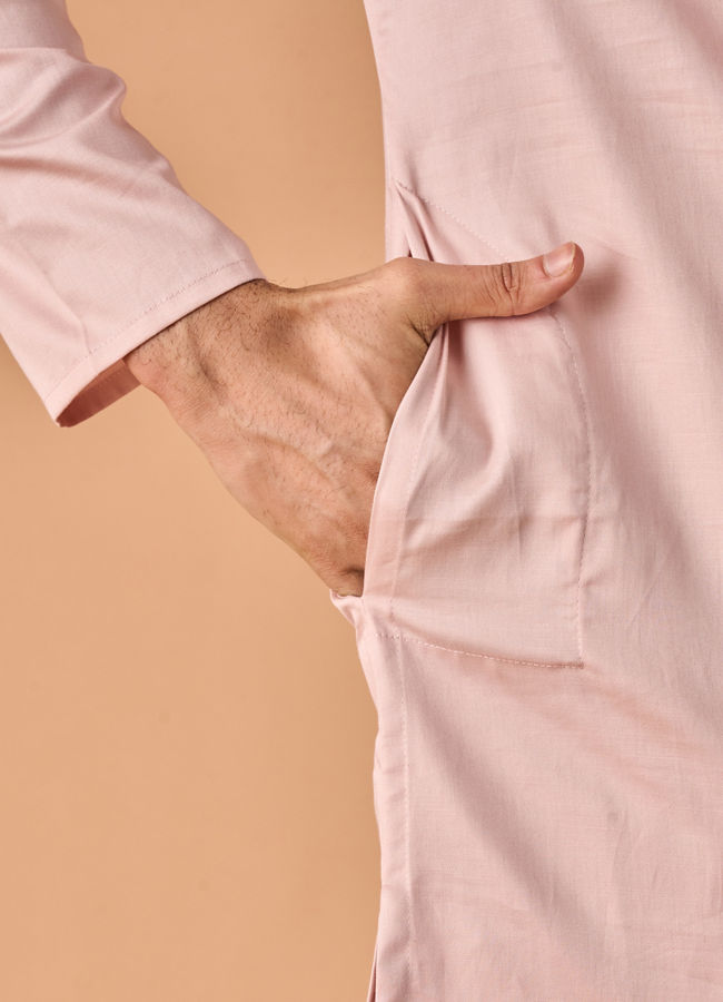 Manyavar Men Dusty Pink Kurta Pajama Elegance