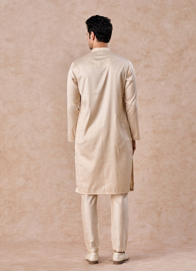 Manyavar Men Elegant Beige Elegance Kurta Pajama