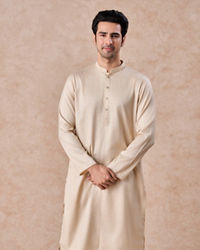 Manyavar Men Elegant Beige Elegance Kurta Pajama
