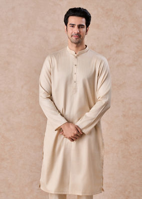 Manyavar Men Elegant Beige Elegance Kurta Pajama