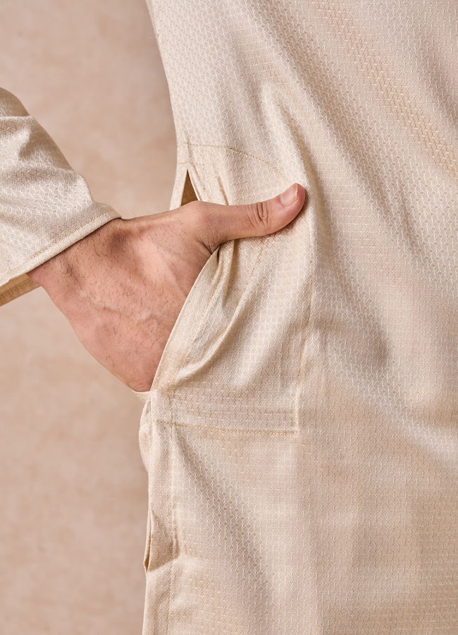 Manyavar Men Elegant Beige Elegance Kurta Pajama