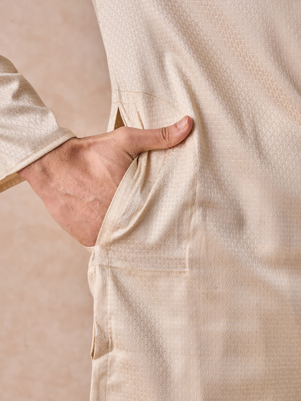 Manyavar Men Elegant Beige Elegance Kurta Pajama