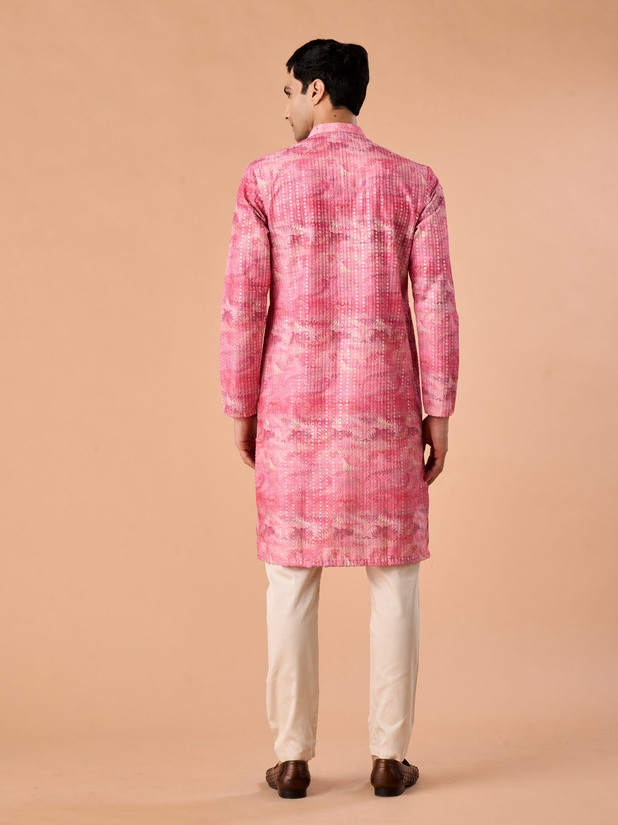 Manyavar Men Elegant Pink Celebration Kurta Pajama