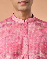 Manyavar Men Elegant Pink Celebration Kurta Pajama