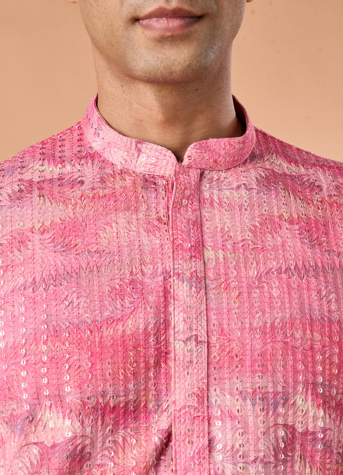 Manyavar Men Elegant Pink Celebration Kurta Pajama