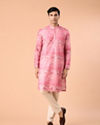 Manyavar Men Elegant Pink Celebration Kurta Pajama