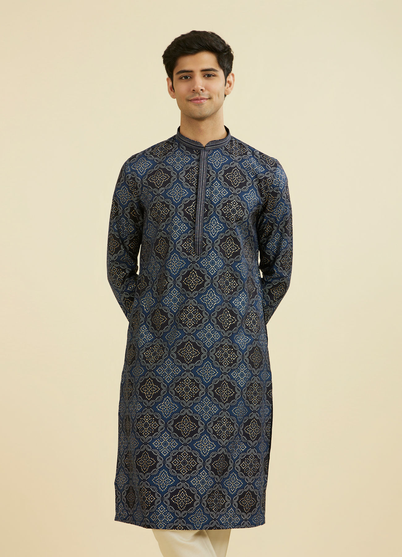 Manyavar Men Dark Blue Kurta Pajama