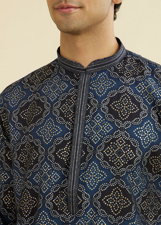 Manyavar Men Dark Blue Kurta Pajama