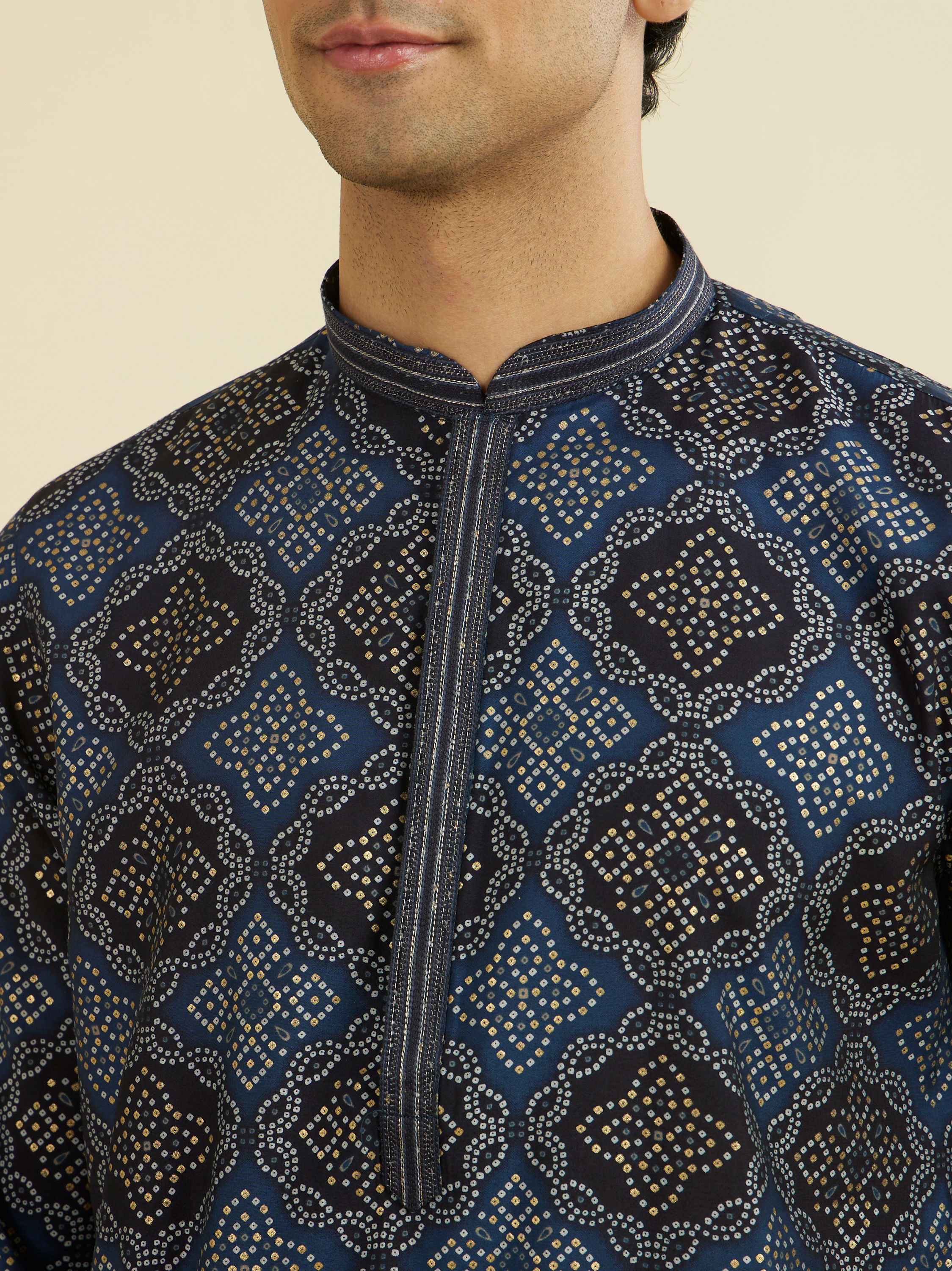 Manyavar Men Dark Blue Kurta Pajama