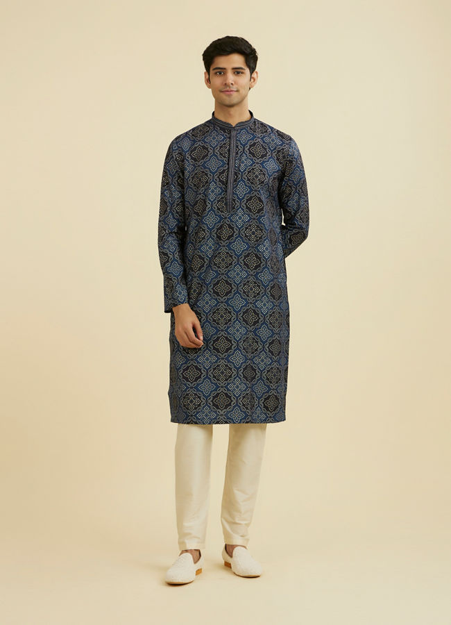 Manyavar Men Dark Blue Kurta Pajama