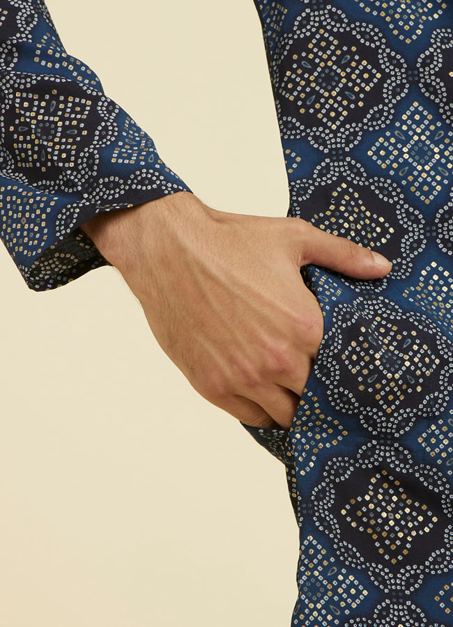 Manyavar Men Dark Blue Kurta Pajama