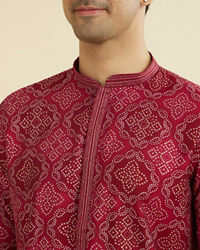 Manyavar Men Rani Pink Ensemble Kurta Pajama