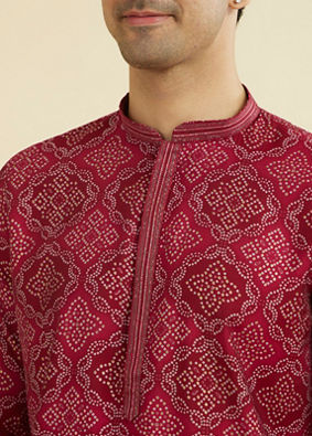Manyavar Men Rani Pink Ensemble Kurta Pajama