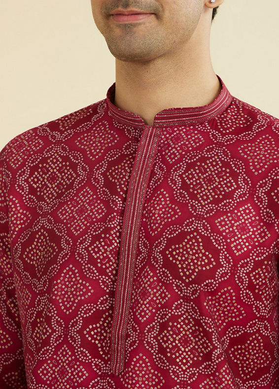 Manyavar Men Rani Pink Ensemble Kurta Pajama