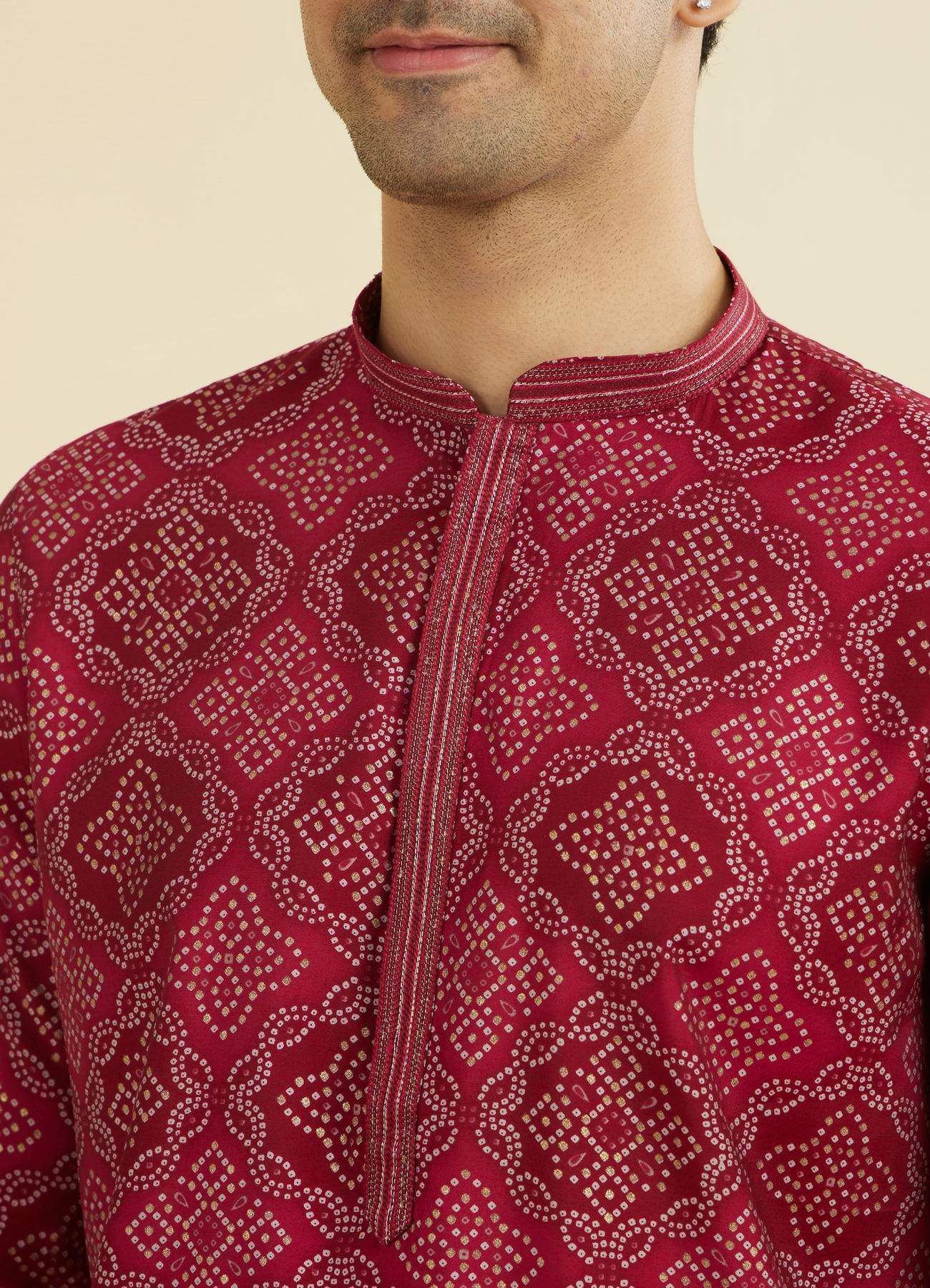 Manyavar Men Rani Pink Ensemble Kurta Pajama