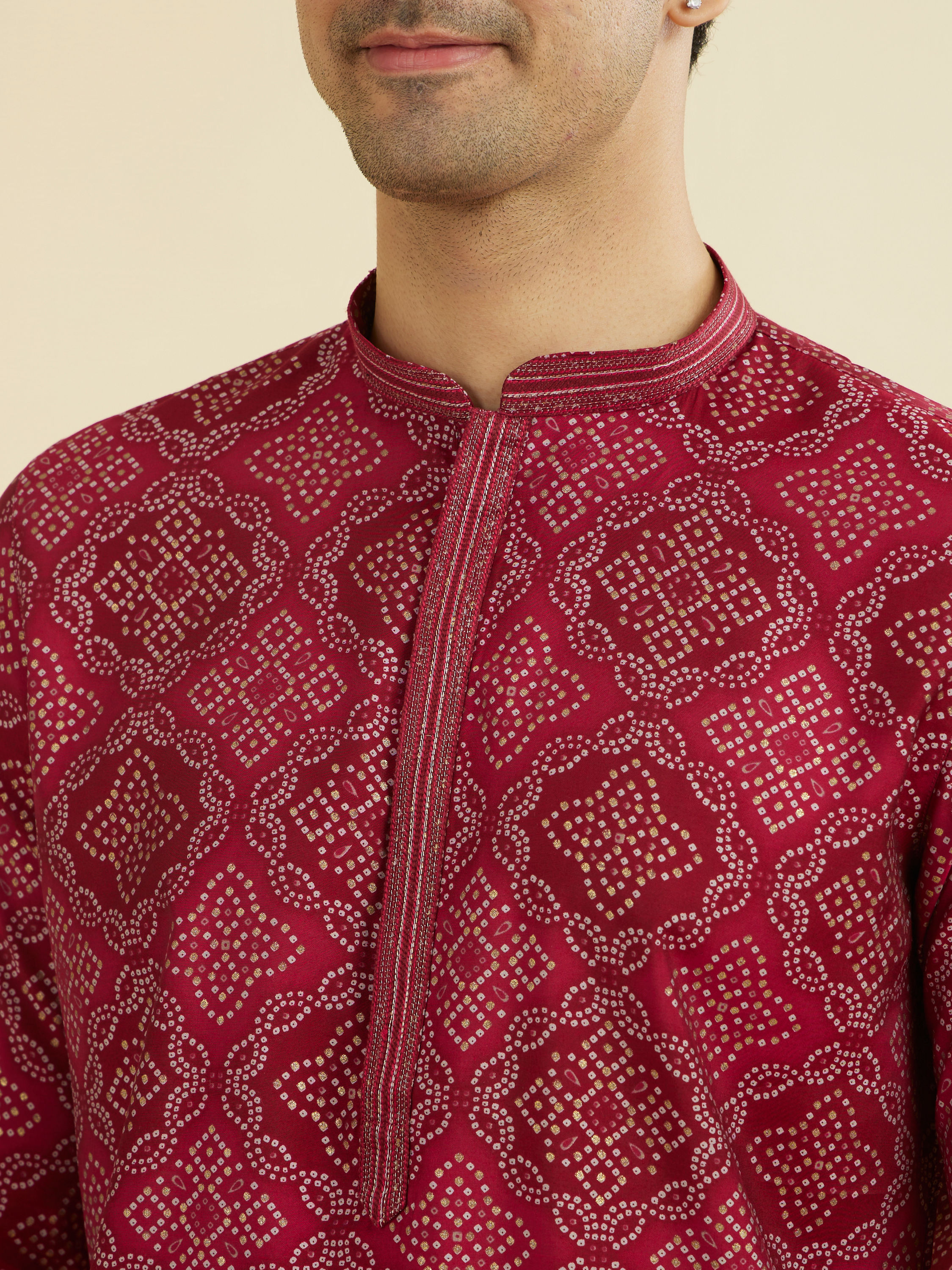 Manyavar Men Rani Pink Ensemble Kurta Pajama