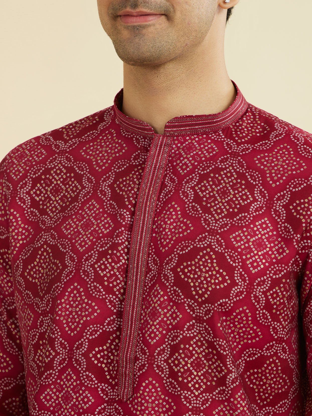 Manyavar Men Rani Pink Ensemble Kurta Pajama
