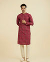 Manyavar Men Rani Pink Ensemble Kurta Pajama