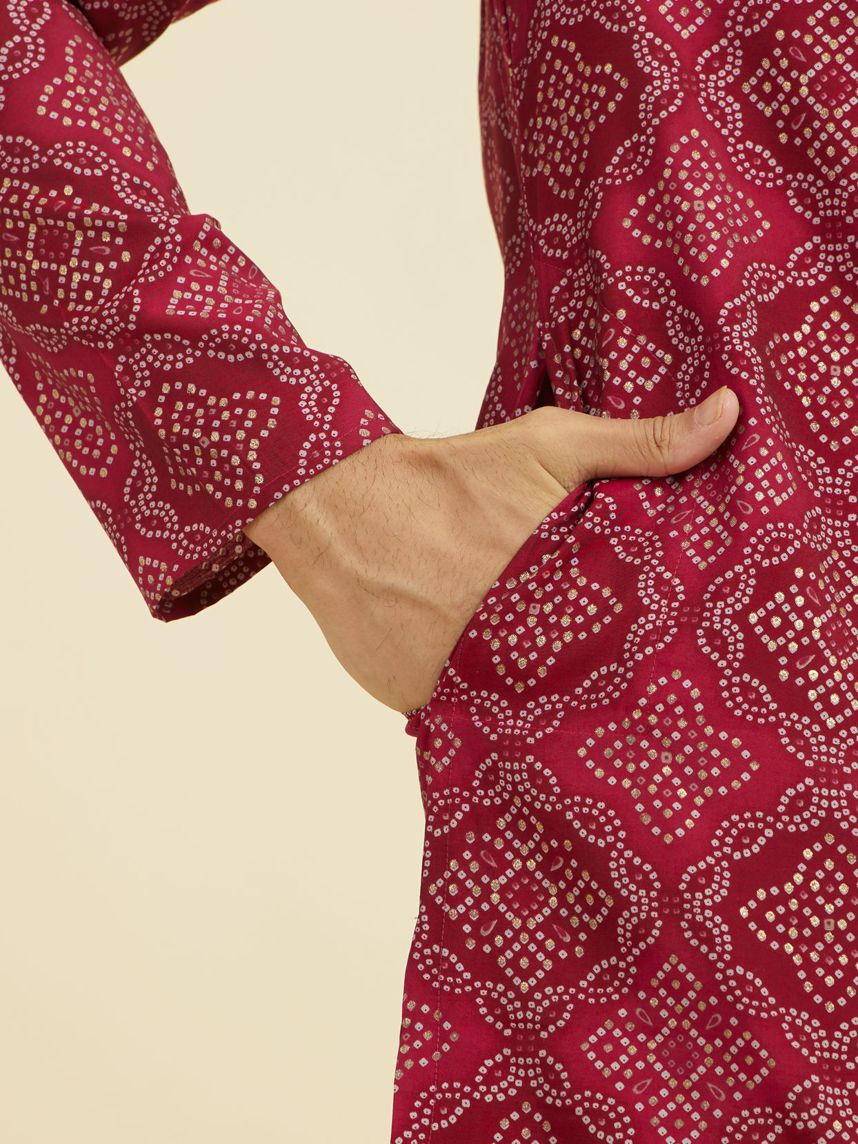 Manyavar Men Rani Pink Ensemble Kurta Pajama