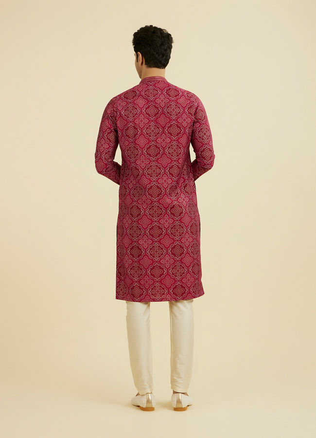 Manyavar Men Rani Pink Ensemble Kurta Pajama