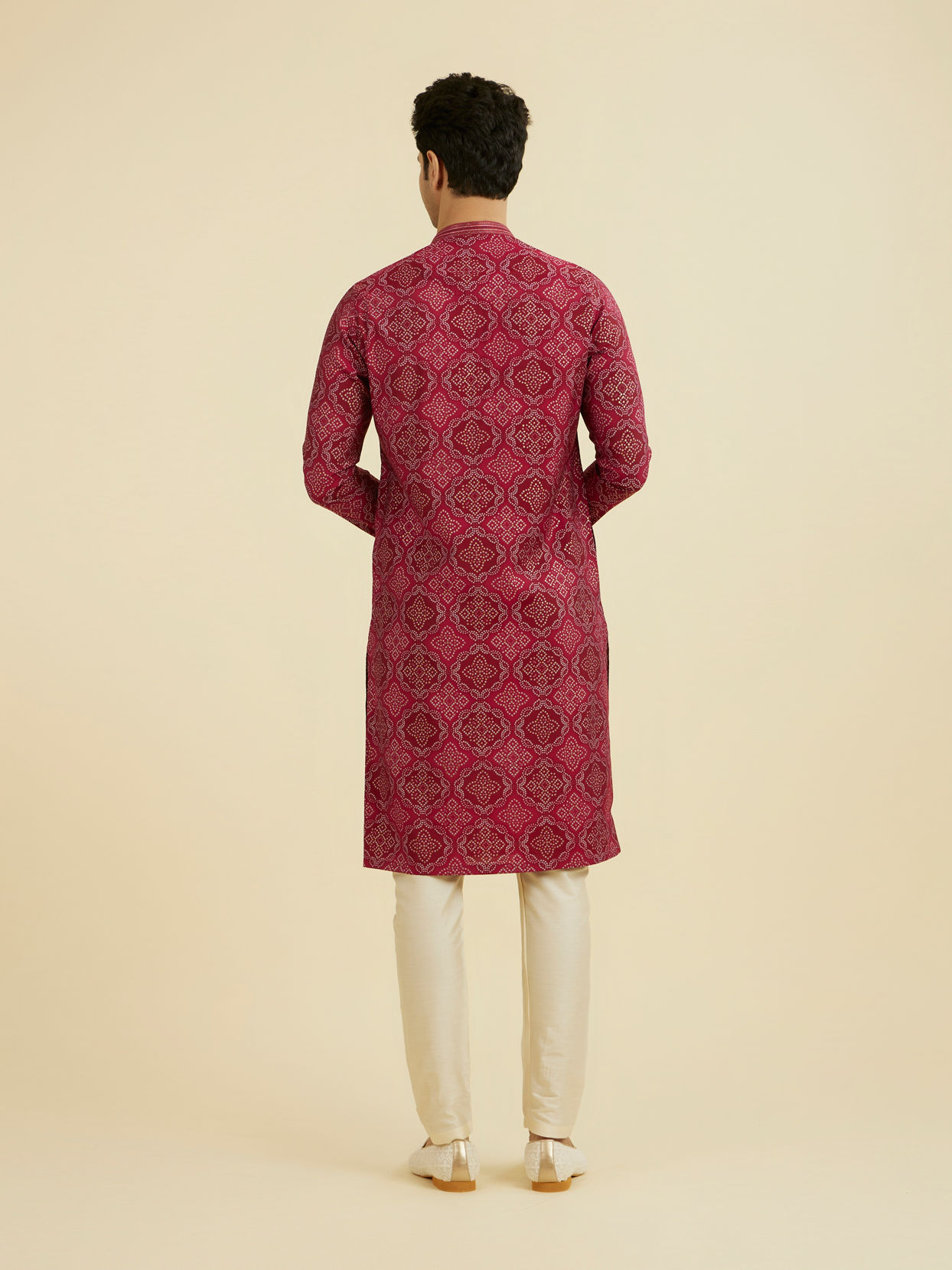Manyavar Men Rani Pink Ensemble Kurta Pajama