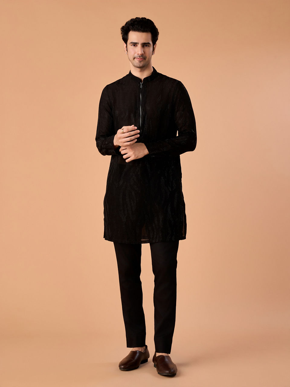 Manyavar Men Black Elegance Kurta Pant