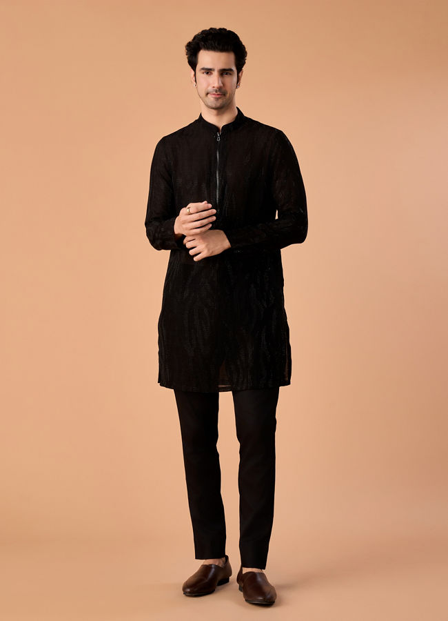 Manyavar Men Black Elegance Kurta Pant