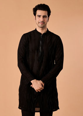 Manyavar Men Black Elegance Kurta Pant