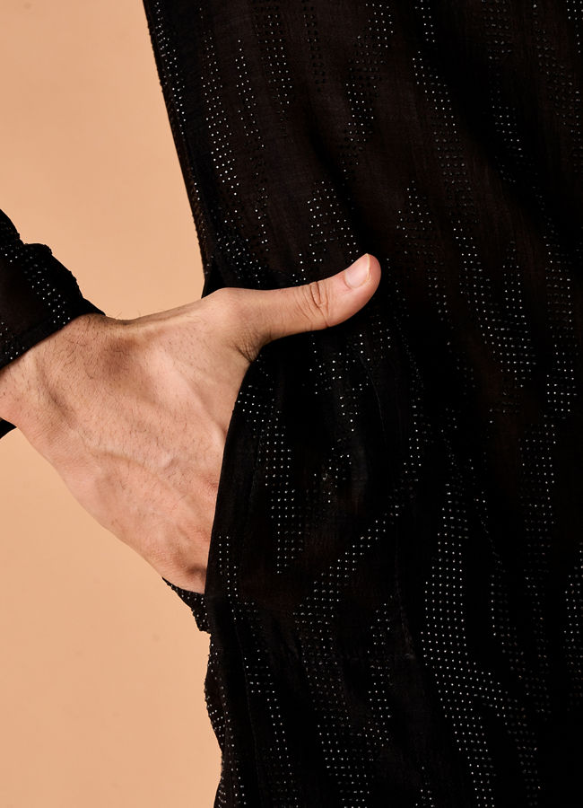 Manyavar Men Black Elegance Kurta Pant