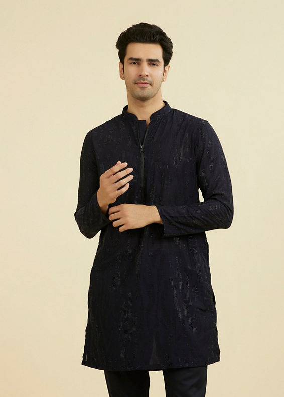 Manyavar Men Regal Blue Kurta Pant Set