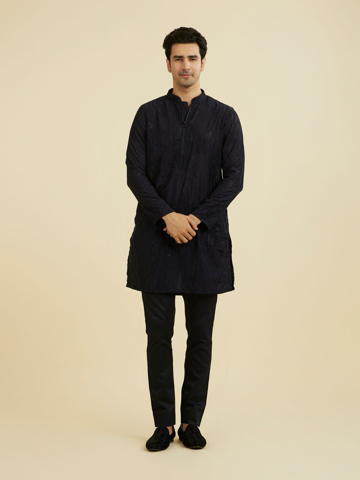 Manyavar Men Regal Blue Kurta Pant Set