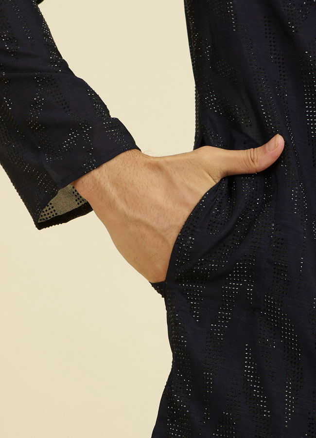 Manyavar Men Regal Blue Kurta Pant Set