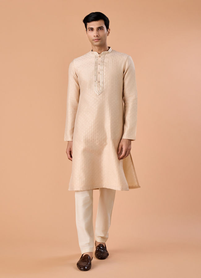Manyavar Men Regal Fawn Brocade Kurta Pajama
