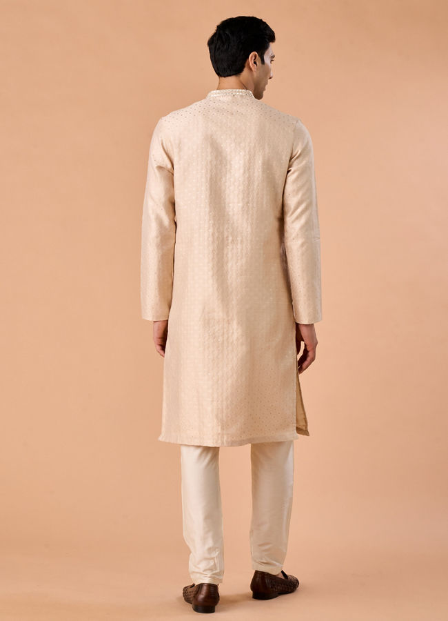 Manyavar Men Regal Fawn Brocade Kurta Pajama