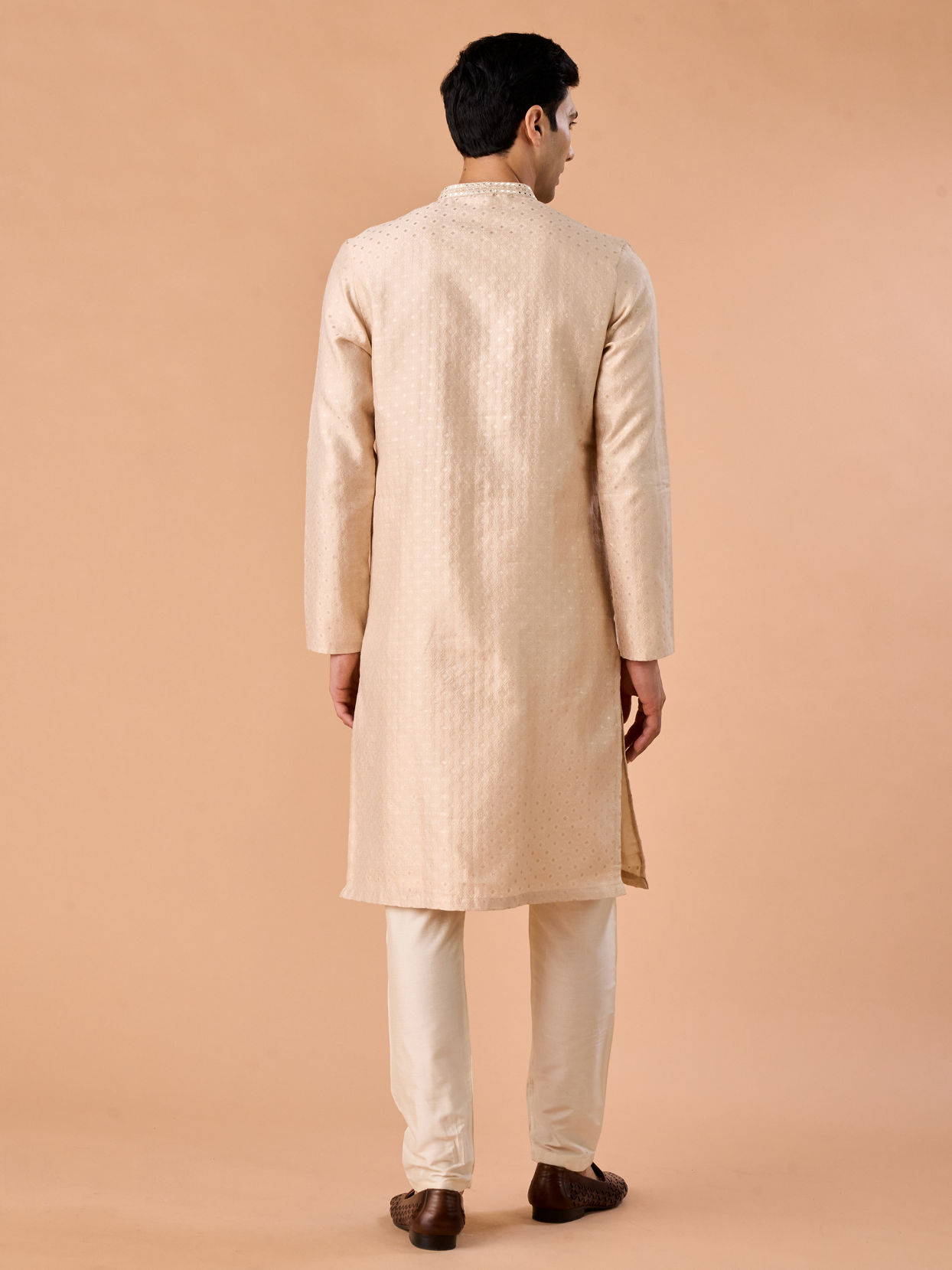 Manyavar Men Regal Fawn Brocade Kurta Pajama