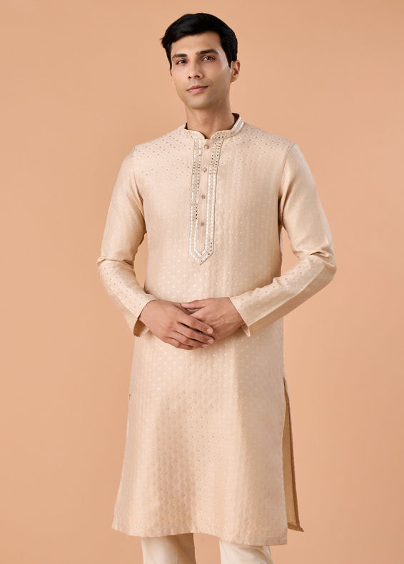 Manyavar Men Regal Fawn Brocade Kurta Pajama