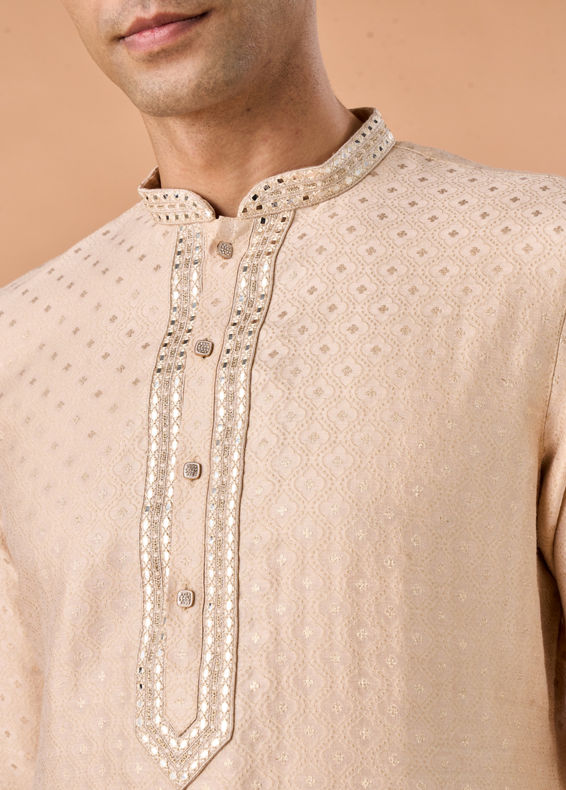 Manyavar Men Regal Fawn Brocade Kurta Pajama