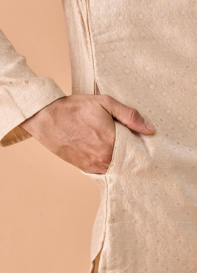 Manyavar Men Regal Fawn Brocade Kurta Pajama