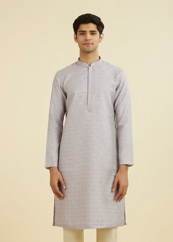 Manyavar Men Elegant Lilac Brocade Kurta Pajama