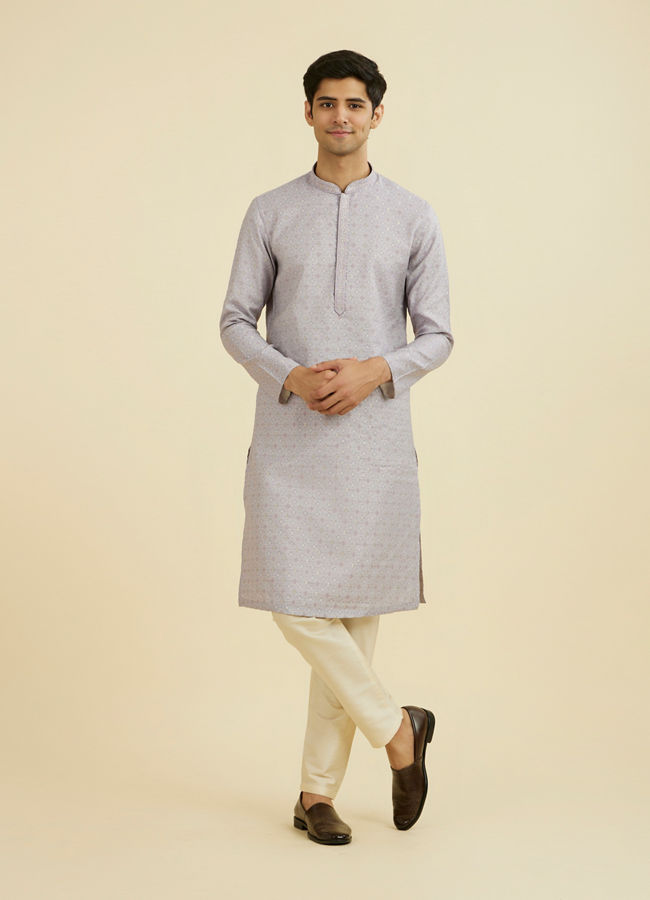 Manyavar Men Elegant Lilac Brocade Kurta Pajama