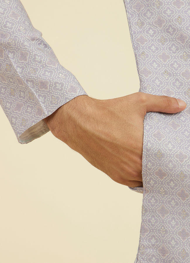 Manyavar Men Elegant Lilac Brocade Kurta Pajama