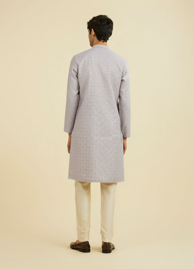 Manyavar Men Elegant Lilac Brocade Kurta Pajama