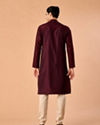 Manyavar Men Wine Embroidered Kurta Pajama Set