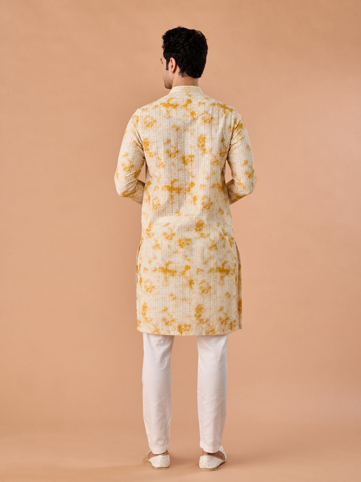 Manyavar Men Radiant Yellow Cotton Kurta Pajama Set