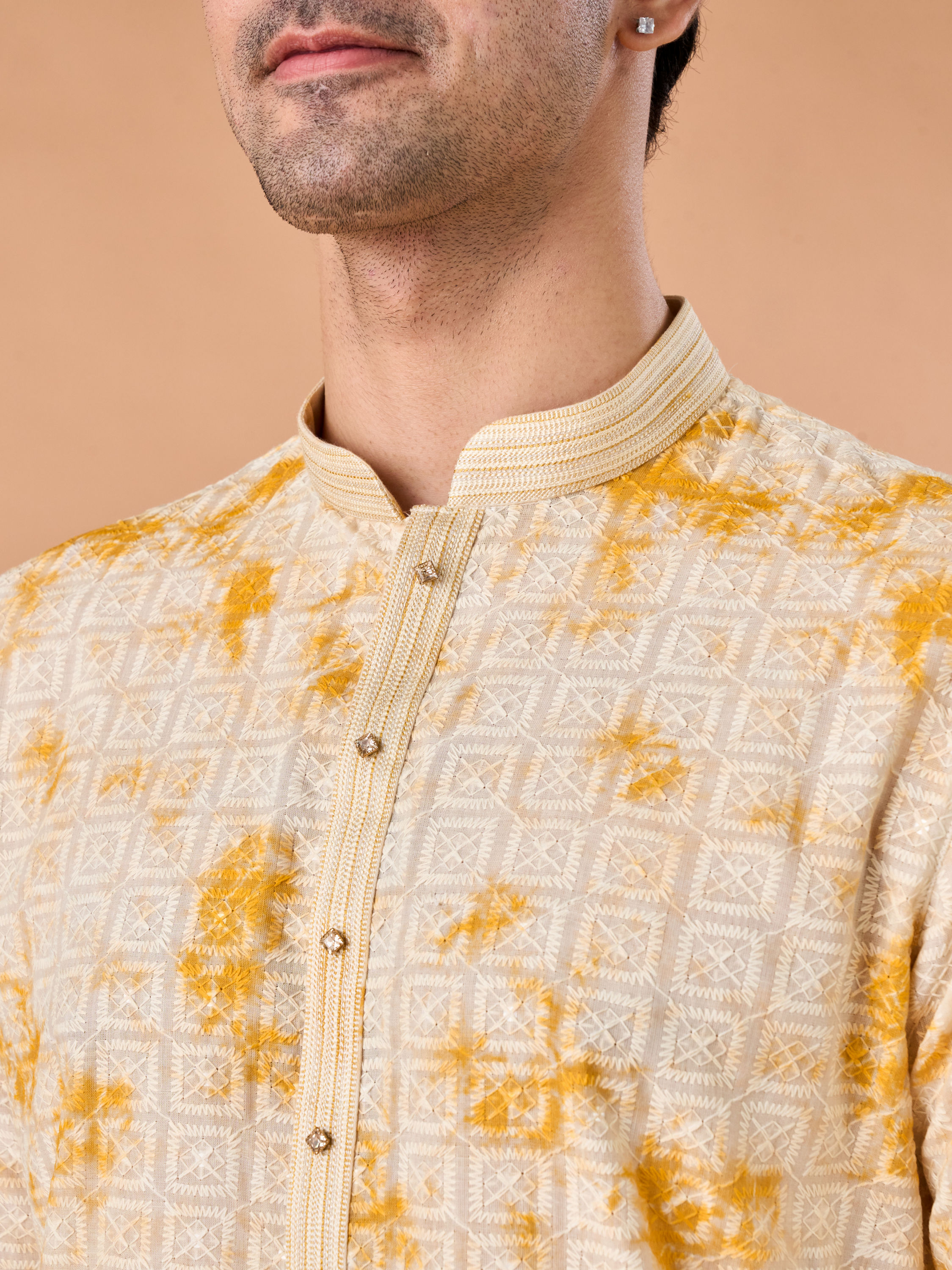 Manyavar Men Radiant Yellow Cotton Kurta Pajama Set
