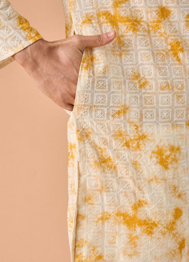 Manyavar Men Radiant Yellow Cotton Kurta Pajama Set