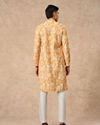 Manyavar Men Mustard Blended Cotton Kurta Pajama with Print